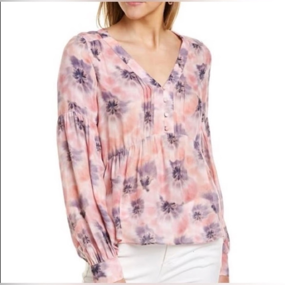 Parker‎ Watercolor Floral Silk Blouse - L